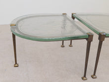 Lade das Bild in den Galerie-Viewer, forged Lothar Klute bronze tables with green glass (price on request)
