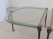 Lade das Bild in den Galerie-Viewer, forged Lothar Klute bronze tables with green glass (price on request)
